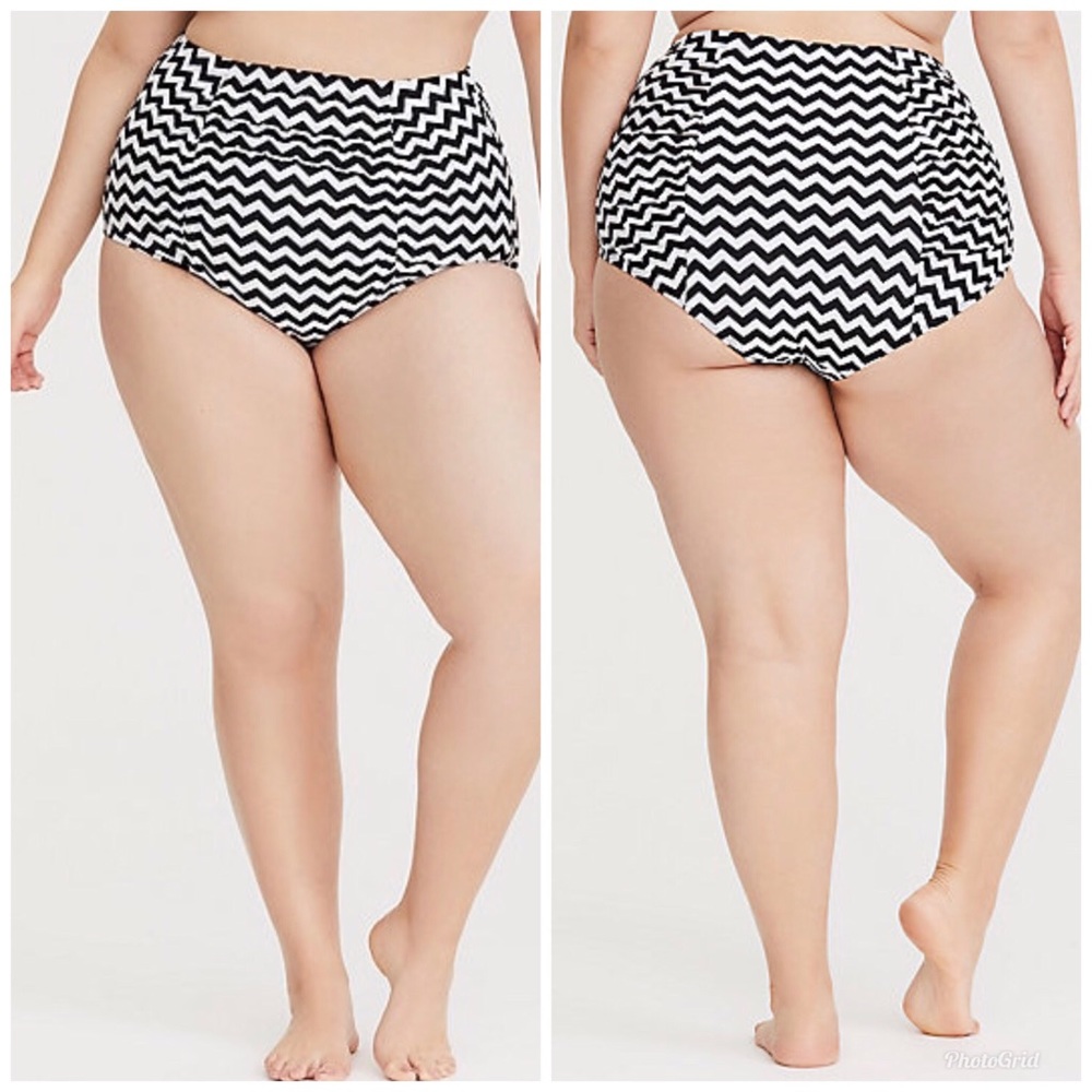 Torrid Black & White Chevron Swim Bottoms